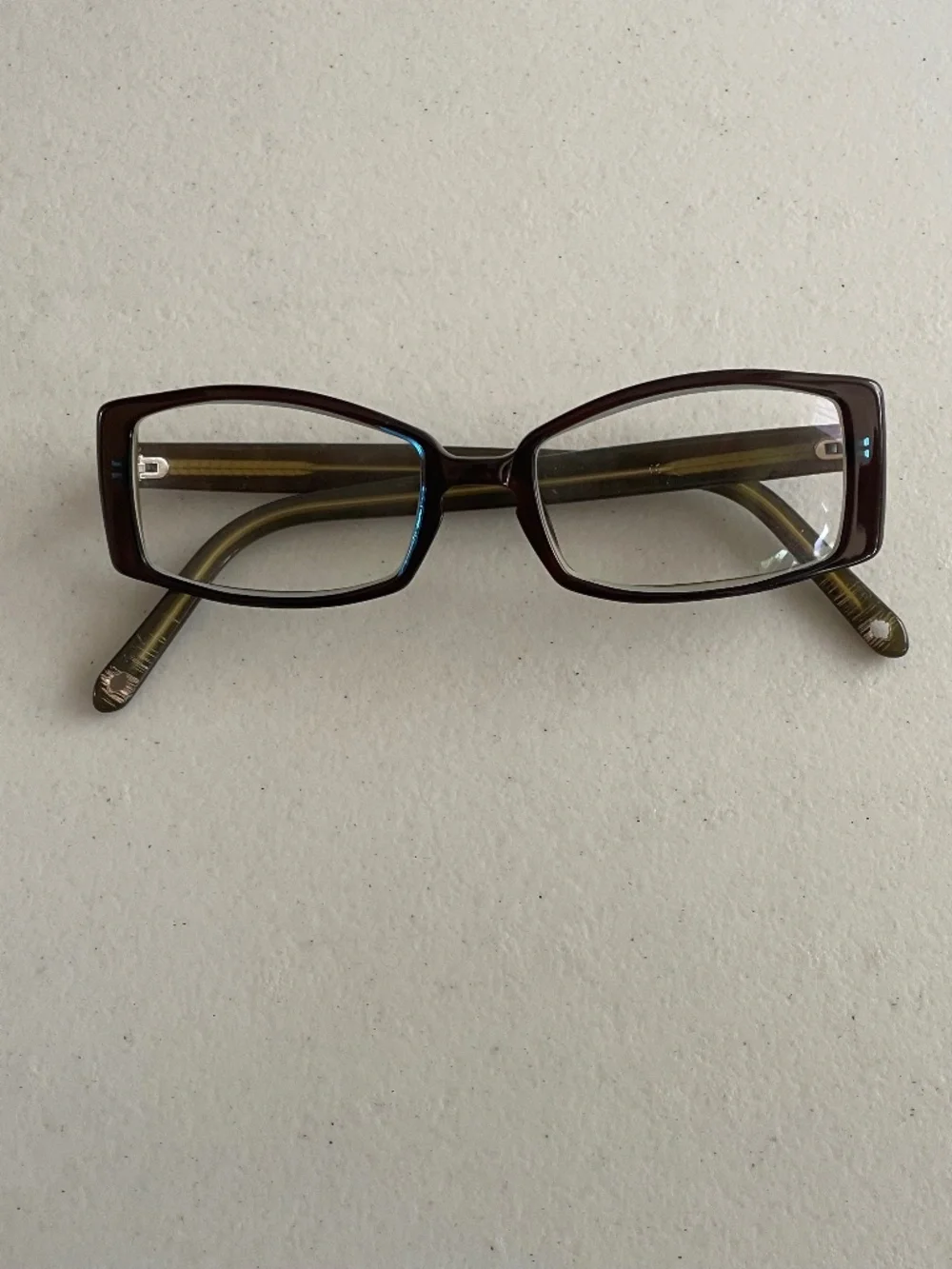 Vintage 90s Square Office Siren Eyeglasses Burgundy Frame with Blue